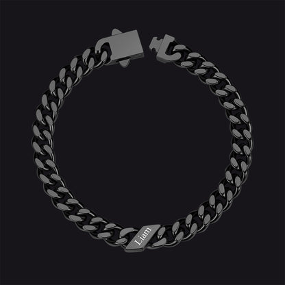 Custom Engraved Name Cuban Chain Bracelet for 7/9/12mm Width