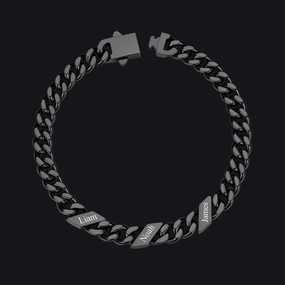 Custom Engraved Name Cuban Chain Bracelet for 7/9/12mm Width