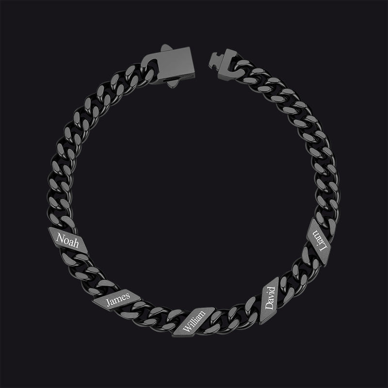 Custom Engraved Name Cuban Chain Bracelet for 7/9/12mm Width