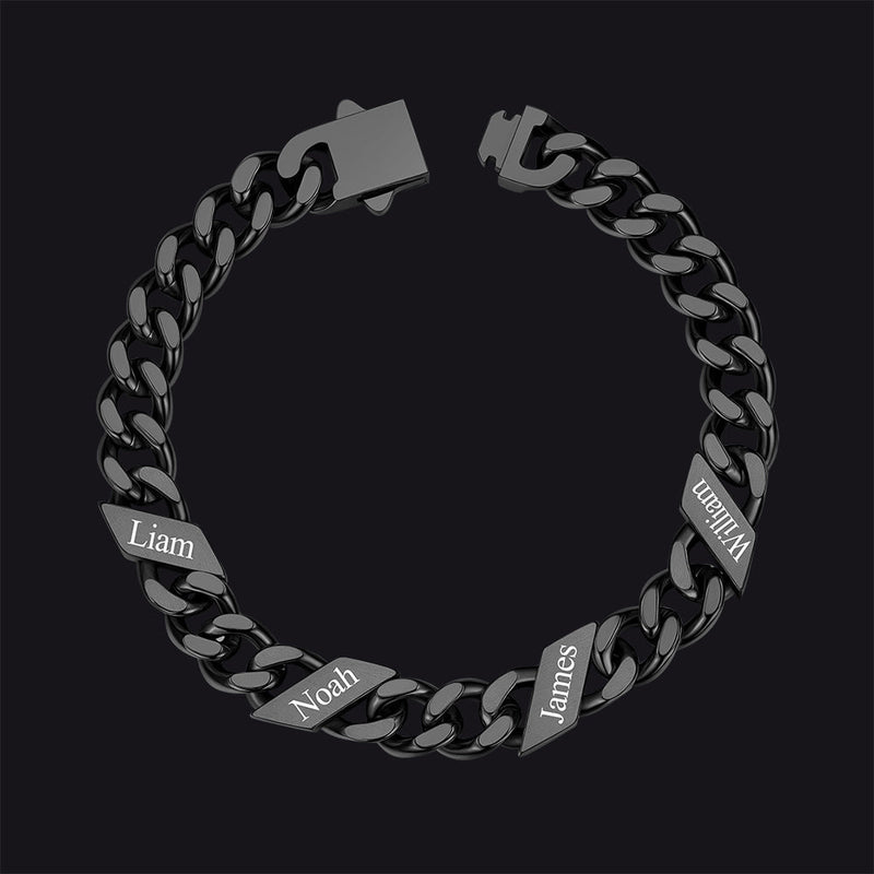Custom Engraved Name Cuban Chain Bracelet for 7/9/12mm Width