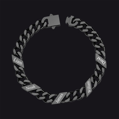 Custom Engraved Name Cuban Chain Bracelet for 7/9/12mm Width