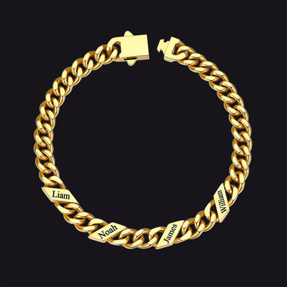 Custom Engraved Name Cuban Chain Bracelet for 7/9/12mm Width