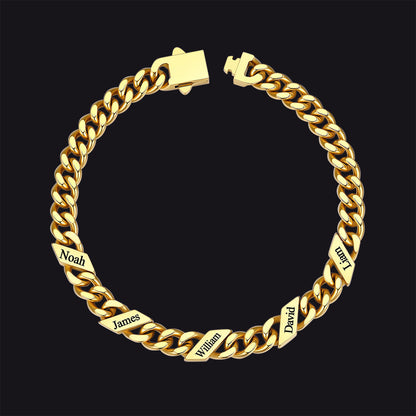 Custom Engraved Name Cuban Chain Bracelet for 7/9/12mm Width