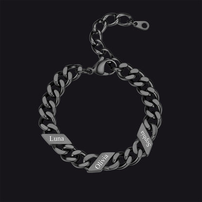 Custom Engraved Name Cuban Link Chain Bracelet for