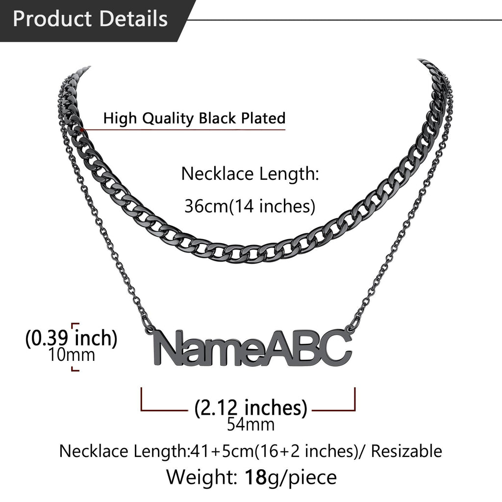 Cuban Chain & Personalized Name Layered Necklaces Set for