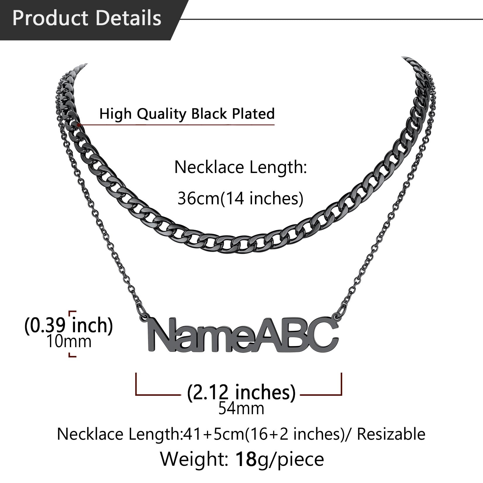 Cuban Chain & Personalized Name Layered Necklaces Set for