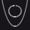 5/7mm Engraved Name Cuban Chain & Bracelet Gift Set for