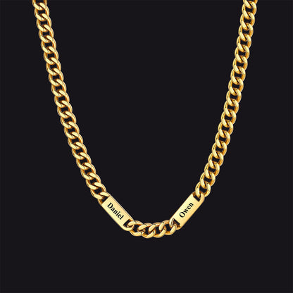 Customized Engraved Cuban Chain Name Link Necklace for