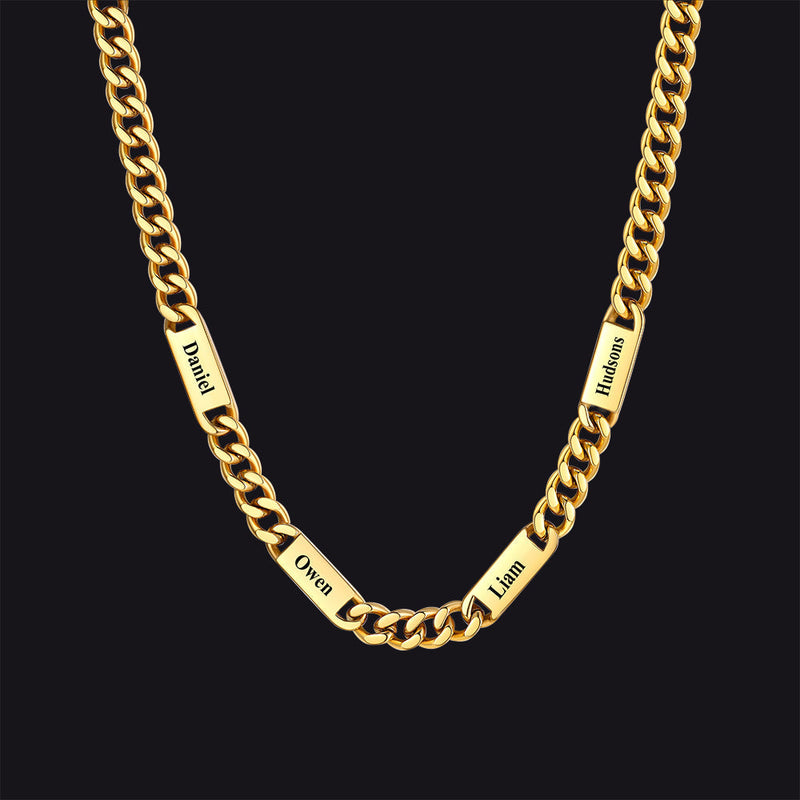 Customized Engraved Cuban Chain Name Link Necklace for