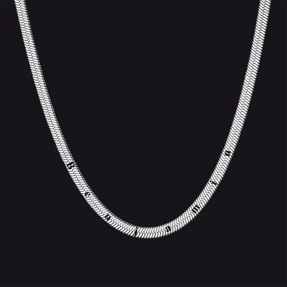 Customized Engraved Herringbone Snake Chain Choker Necklace for