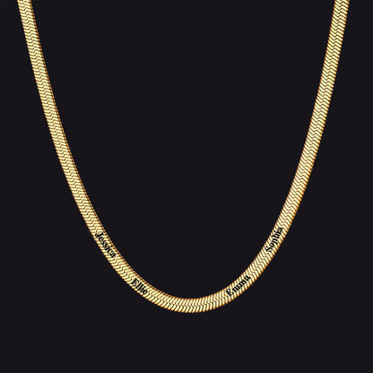 Customized Engraved Name Snake Chain Choker Necklace for