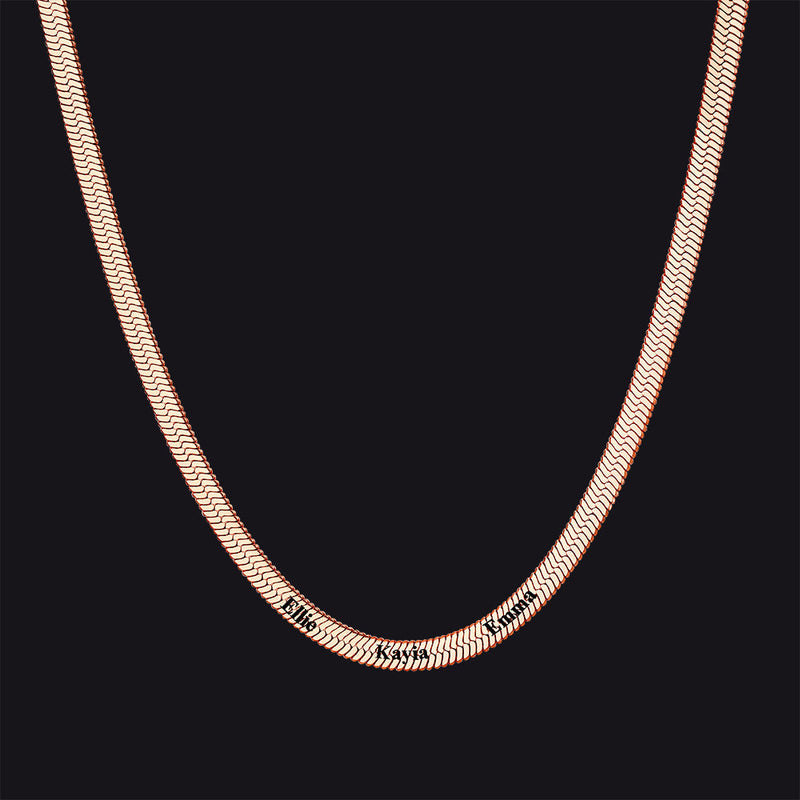 Customized Engraved Name Snake Chain Choker Necklace for
