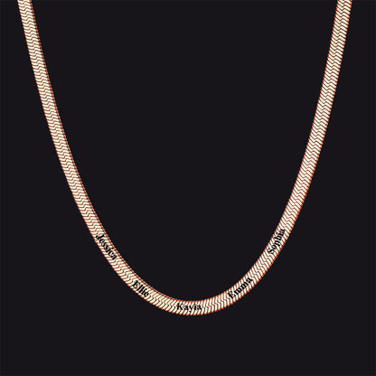 Customized Engraved Name Snake Chain Choker Necklace for