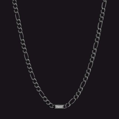Customized Figaro Chain Engraved Name Necklace for Husband Gift