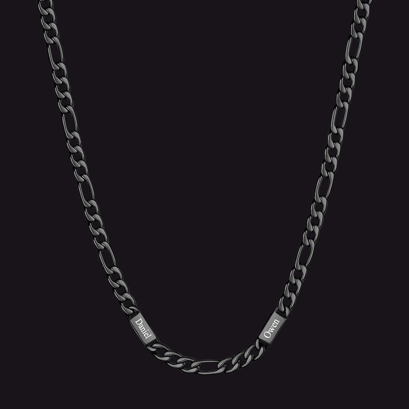 Customized Figaro Chain Engraved Name Necklace for Husband Gift