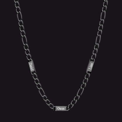 Customized Figaro Chain Engraved Name Necklace for Husband Gift
