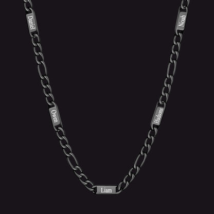 Customized Figaro Chain Engraved Name Necklace for Husband Gift