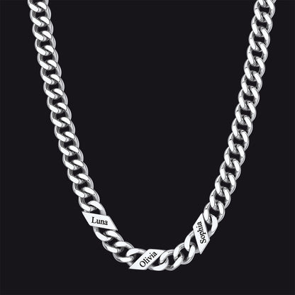 Customized Engraved Name Cuban Link Chain Necklace for , 7/9/12mm Width