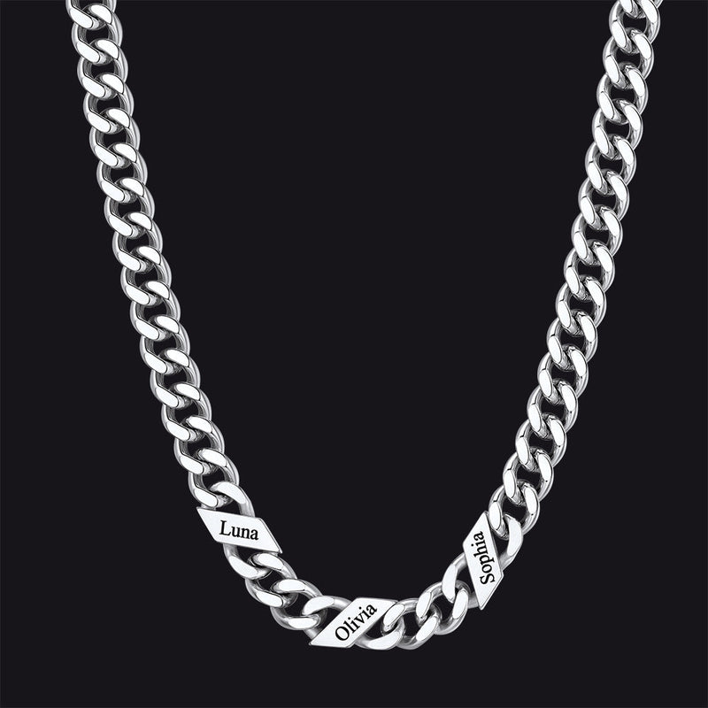 Customized Engraved Name Cuban Link Chain Necklace for , 7/9/12mm Width