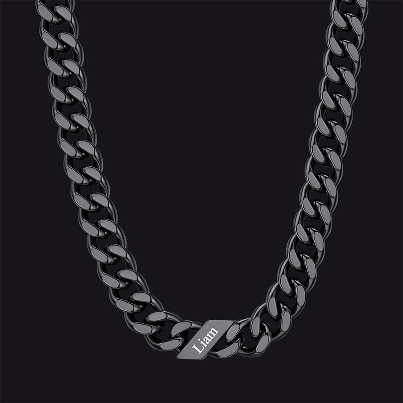 Customized Engraved Name Cuban Link Chain Necklace for , 7/9/12mm Width