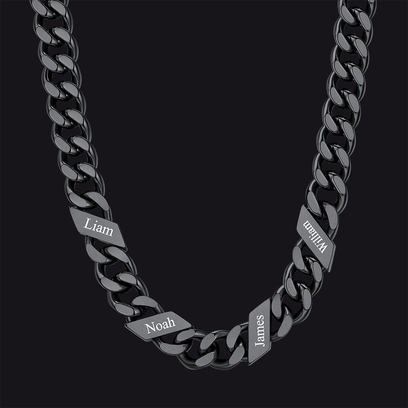 Customized Engraved Name Cuban Link Chain Necklace for , 7/9/12mm Width