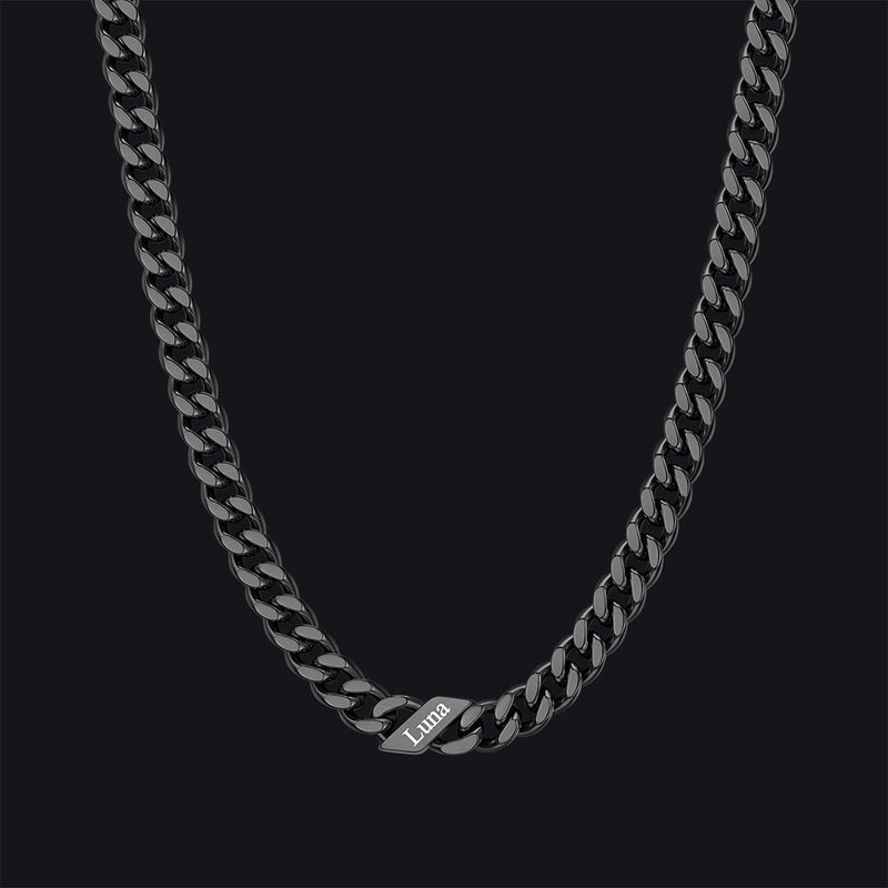 Customized Engraved Name Cuban Link Chain Necklace for , 7/9/12mm Width