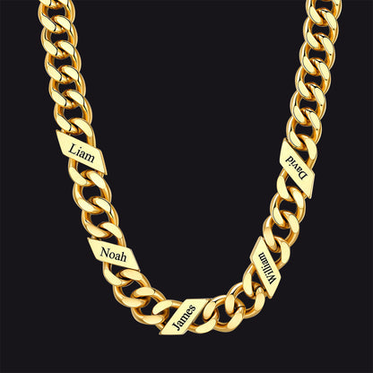 Customized Engraved Name Cuban Link Chain Necklace for , 7/9/12mm Width