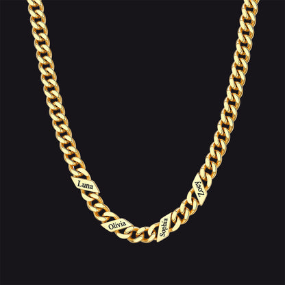 Customized Engraved Name Cuban Link Chain Necklace for , 7/9/12mm Width