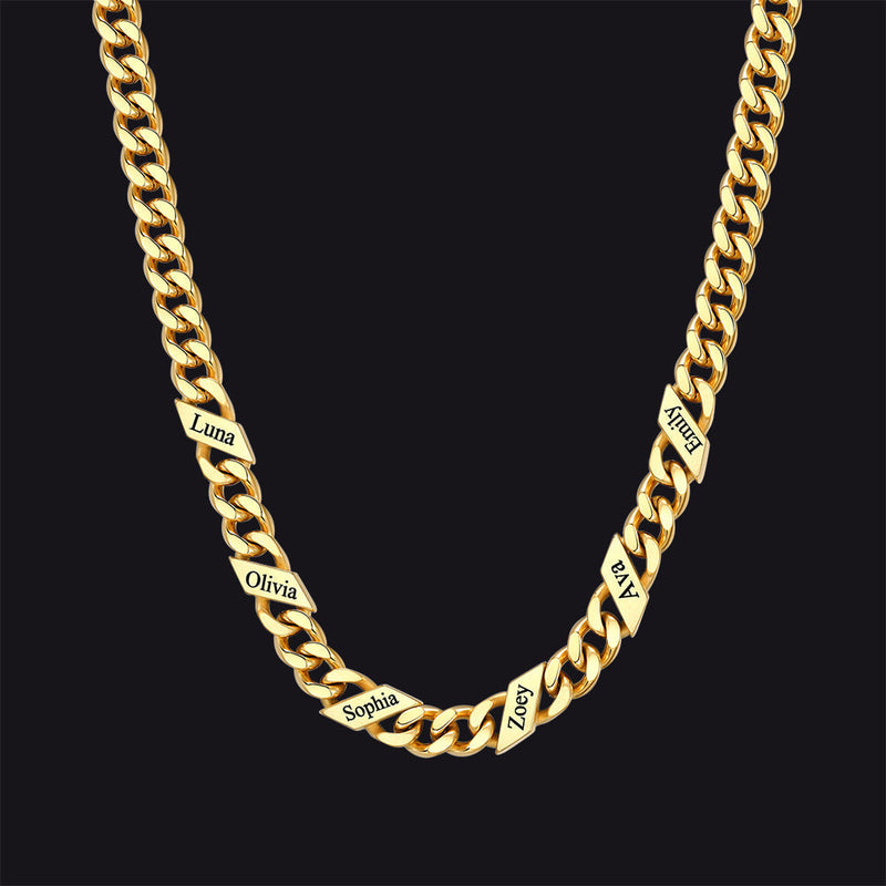 Customized Engraved Name Cuban Link Chain Necklace for , 7/9/12mm Width