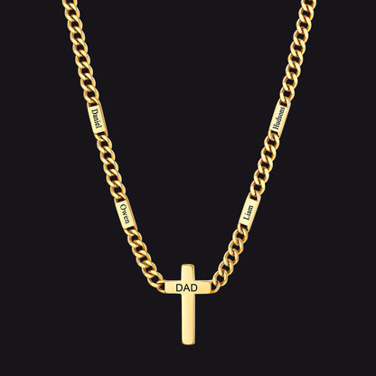 Custom Cross Cuban Link Chain Necklace With Engraved Name for 5/7mm