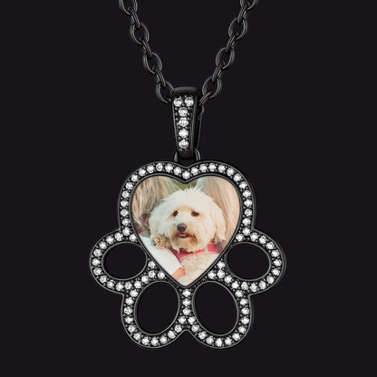 Personalized Picture Dog Paw Necklace With Cz for Pet Lover