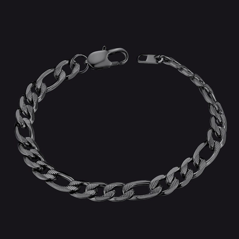 Thick Figaro Link Bracelet for 6/7/9mm Width
