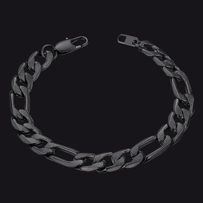Thick Figaro Link Bracelet for 6/7/9mm Width