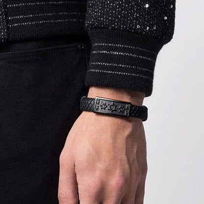 Star of David Leather Bracelet Cuff for