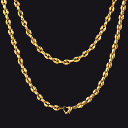 4mm Coffee Bean Necklace Metal Link Rope Cord for
