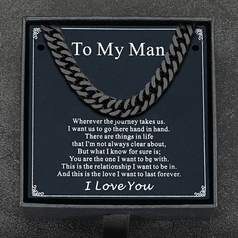 Miami Cuban Link Chain Necklace With Gift Crad for Him