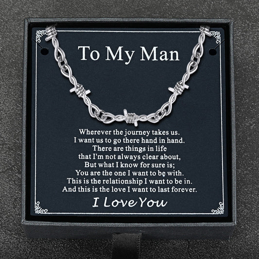 Gothic Thorn Barb Wire Chain Link Necklace Birthday Gift for