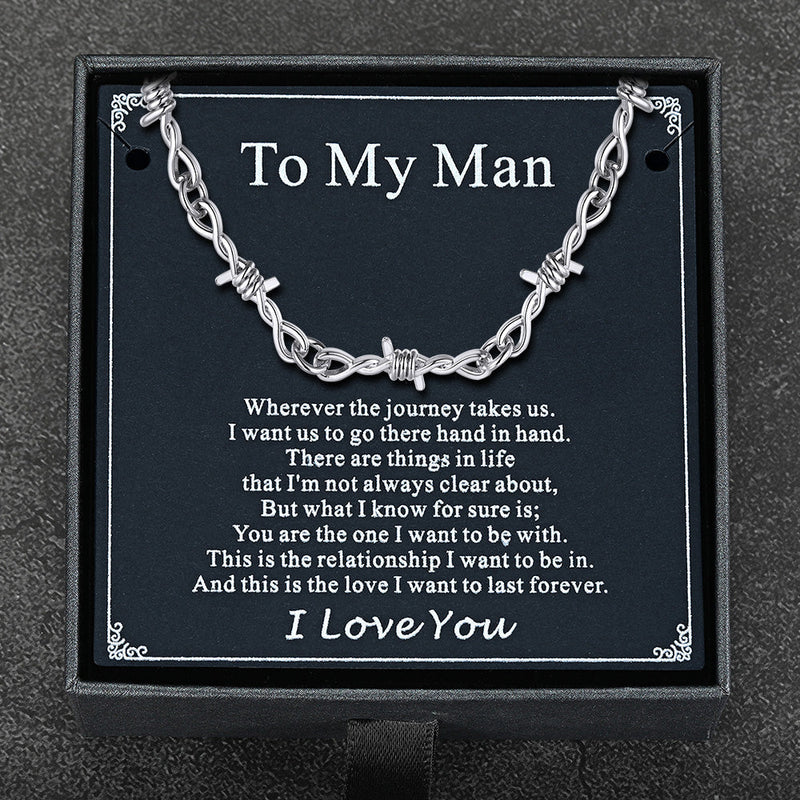 Gothic Thorn Barb Wire Chain Link Necklace Birthday Gift for
