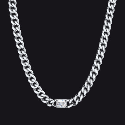 7mm Cuban Link Choker Necklace With Birthstone for