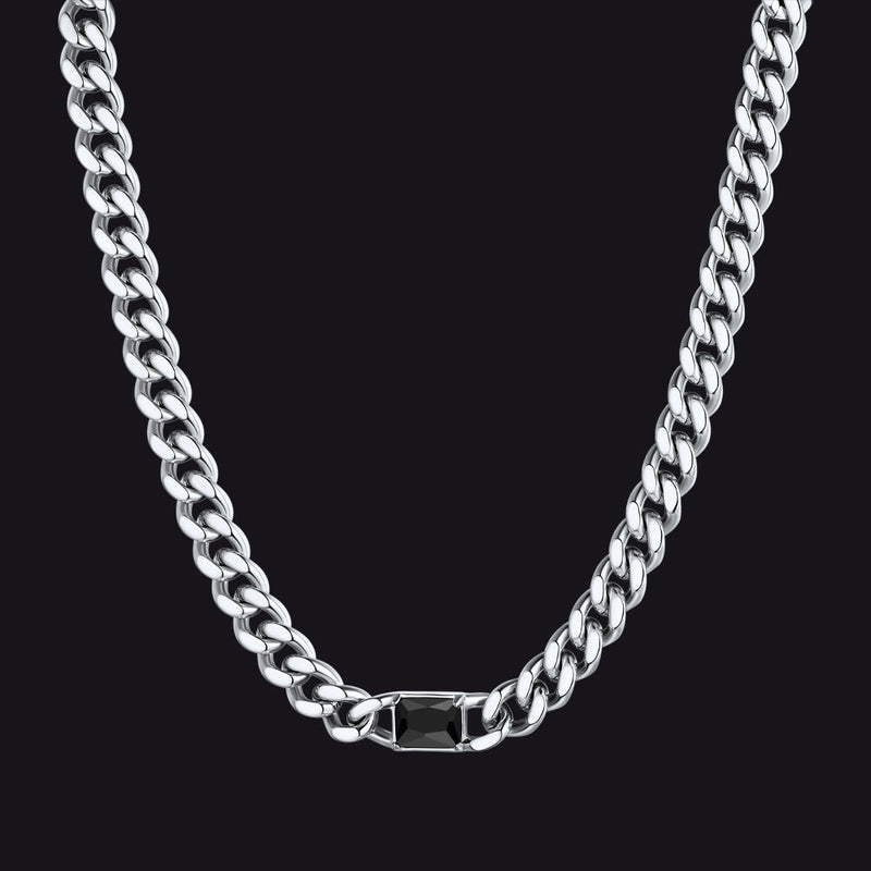 7mm Cuban Link Choker Necklace With Birthstone for