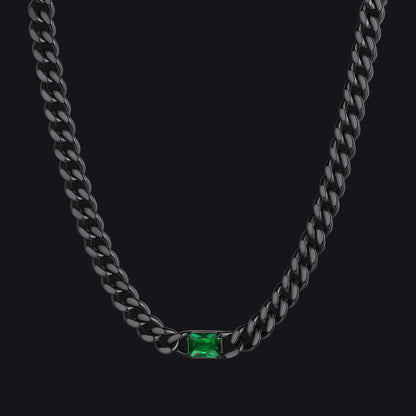7mm Cuban Link Choker Necklace With Birthstone for