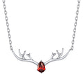 925 Sterling Silver Birthstone Deer Antler Necklace for