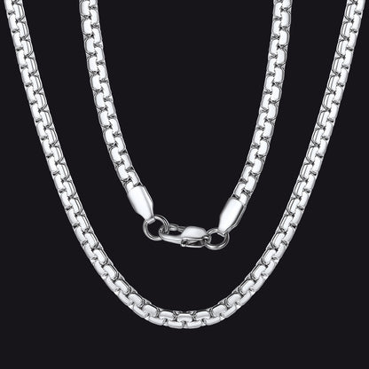 Flat Box Link Chain Stainless Steel Necklace for