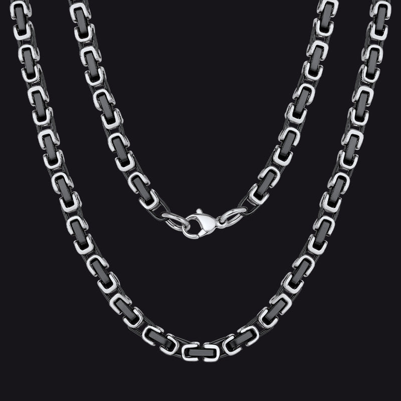 Stainless Steel Byzantine Chain Necklace for