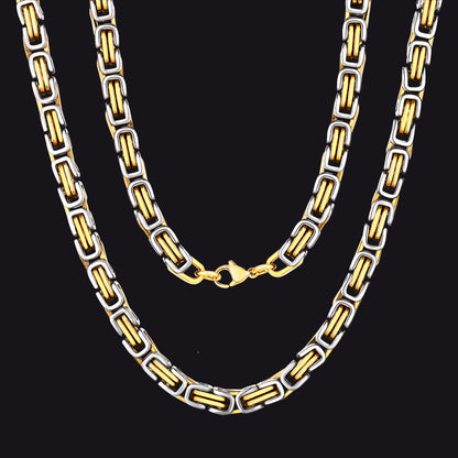 Stainless Steel Byzantine Chain Necklace for