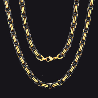 Stainless Steel Byzantine Chain Necklace for