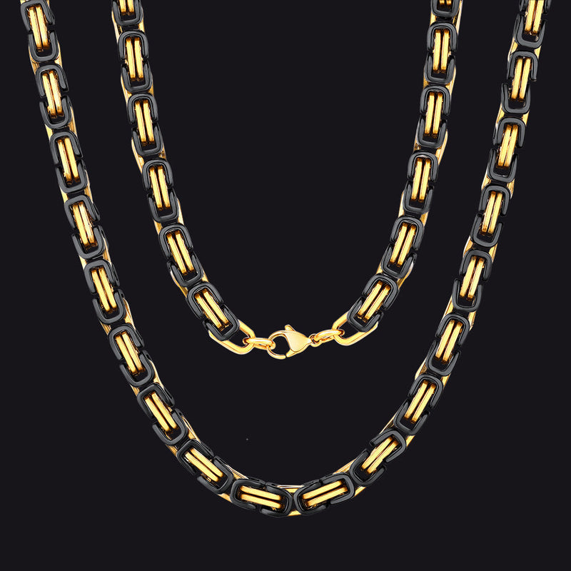 Stainless Steel Byzantine Chain Necklace for