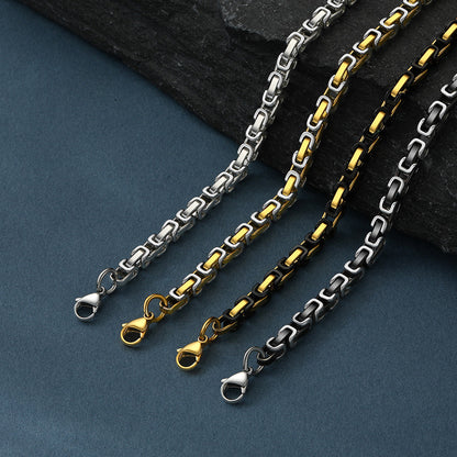 Stainless Steel Byzantine Chain Necklace for