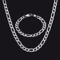 8mm Figaro Link Chain & Bracelet Bundle Set for