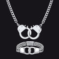 Gothic Punk Handcuff Necklace & Bracelet Jewelry Set for
